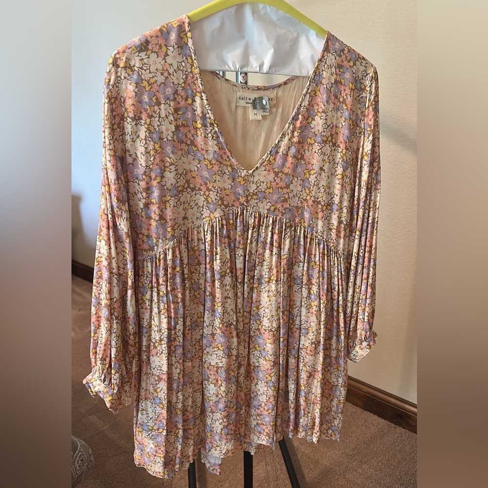 Saltwater LUXE Pink and Purple Pleated Mini Dress